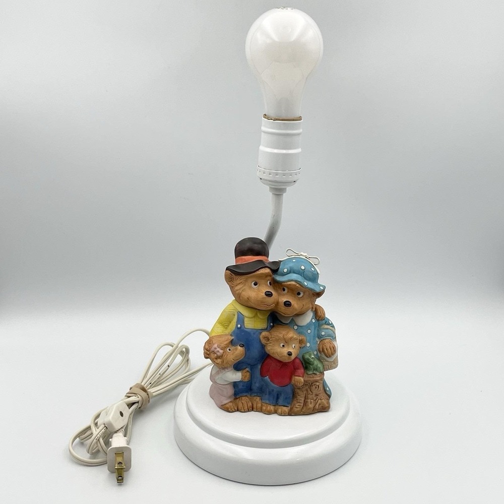 Vintage 1991 Princess House The Berenstain Bears Ceramic Table Lamp Tested Works